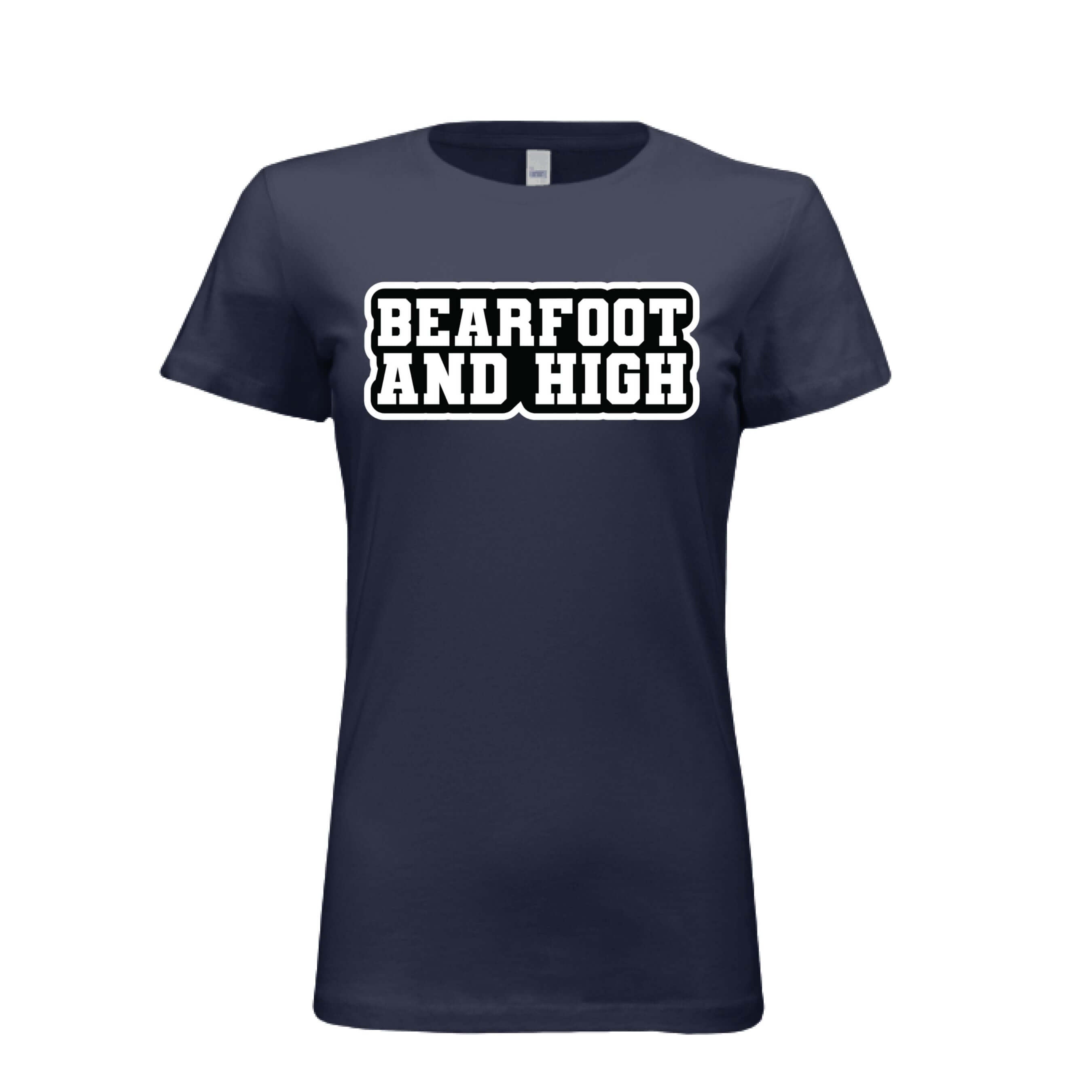Bearfoot and High Ladies Bella Tee Shirt NAVY - FRONT