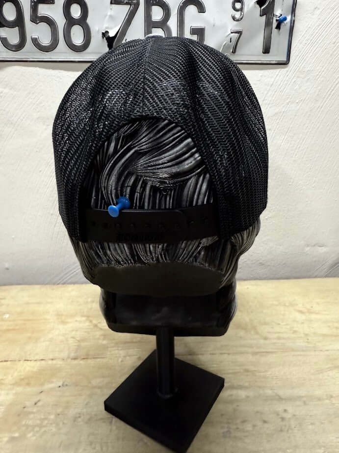 Blue Stripe American Flag Trucker Hat - Police Cap for Bearded Men Back