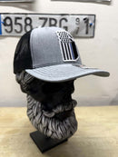 Blue Stripe American Flag Trucker Hat - Police Cap for Bearded Men Side