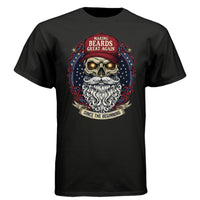 Bold Bearded Legacy Vintage Skull Art Tee Shirt with Patriotic Flair BLACK - FRONT