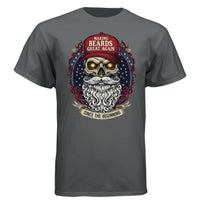 Bold Bearded Legacy Vintage Skull Art Tee Shirt with Patriotic Flair CHARCOAL HEATHER - FRONT