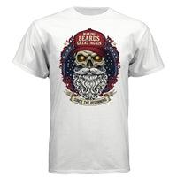 Bold Bearded Legacy Vintage Skull Art Tee Shirt with Patriotic Flair WHITE - FRONT