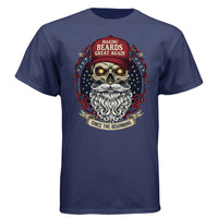 Bold Bearded Legacy Vintage Skull Art Tee Shirt with Patriotic Flair NAVY - FRONT