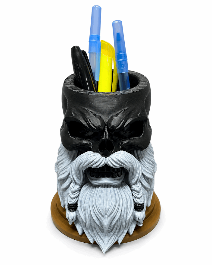 Bearded Skull Pen Holder – 3D Printed Desk Organizer | Beard Guys Hat Club