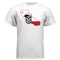 California Bearded Skull Tee – West Coast Beard Life WHITE - FRONT