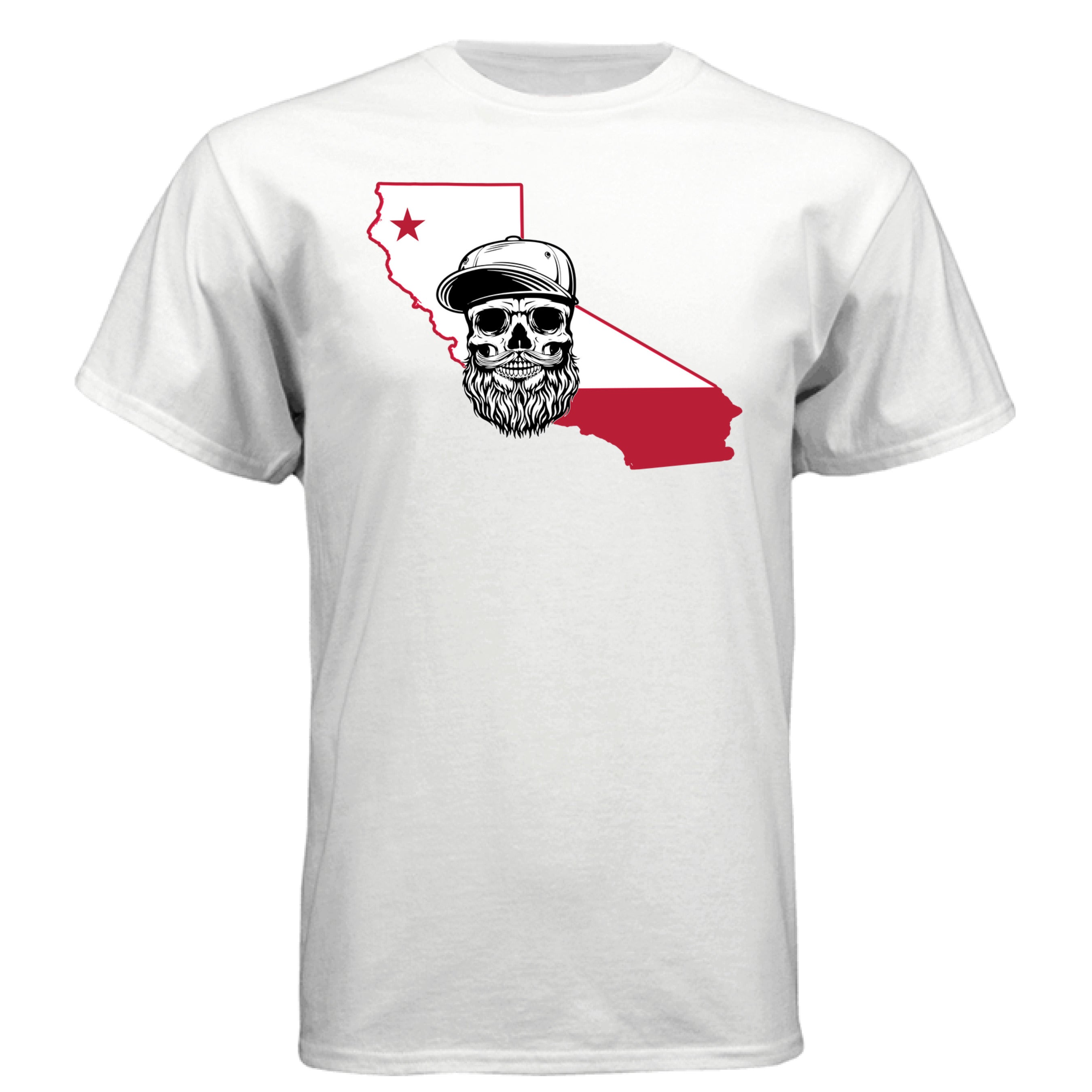 California Bearded Skull Tee – West Coast Beard Life WHITE - FRONT