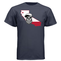 California Bearded Skull Tee – West Coast Beard Life Athletic Navy - FRONT