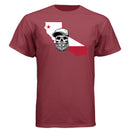 California Bearded Skull Tee – West Coast Beard Life Athletic Cardinal - FRONT