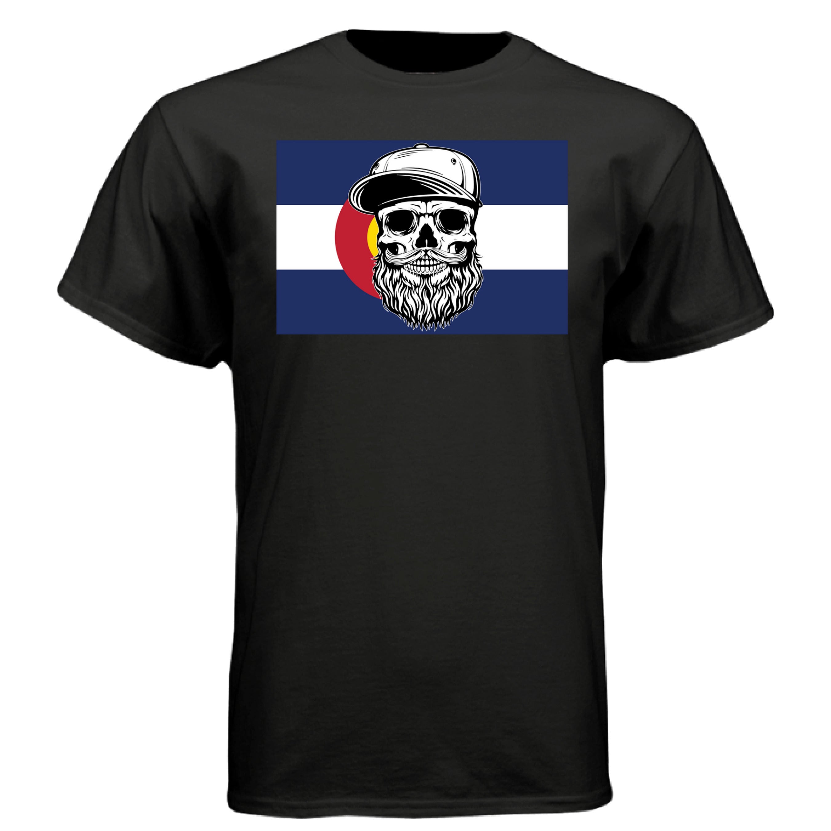 Colorado Bearded Skull Tee – Rocky Mountain Beard Vibes BLACK - FRONT