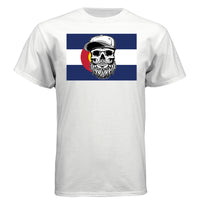 Colorado Bearded Skull Tee – Rocky Mountain Beard Vibes WHITE - FRONT