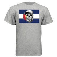 Colorado Bearded Skull Tee – Rocky Mountain Beard Vibes LIGHT STEEL - FRONT