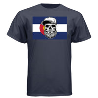 Colorado Bearded Skull Tee – Rocky Mountain Beard Vibes  Athletic Navy - FRONT