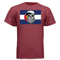 Colorado Bearded Skull Tee – Rocky Mountain Beard Vibes Athletic Cardinal - FRONT