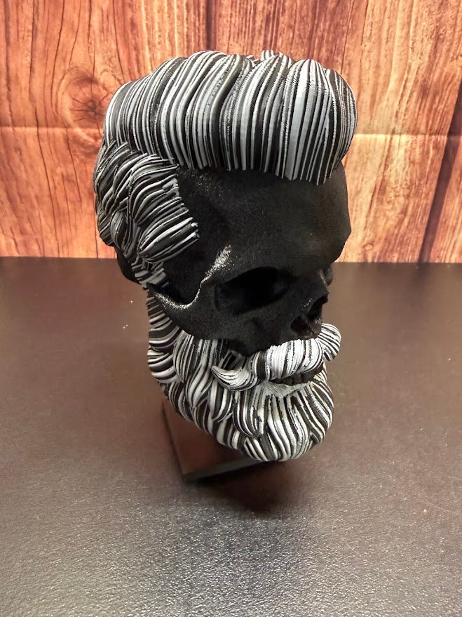 Custom Bearded Skull – 3D Printed Desk Decor | Gothic Beard Art | Handmade PLA Display Piece 1