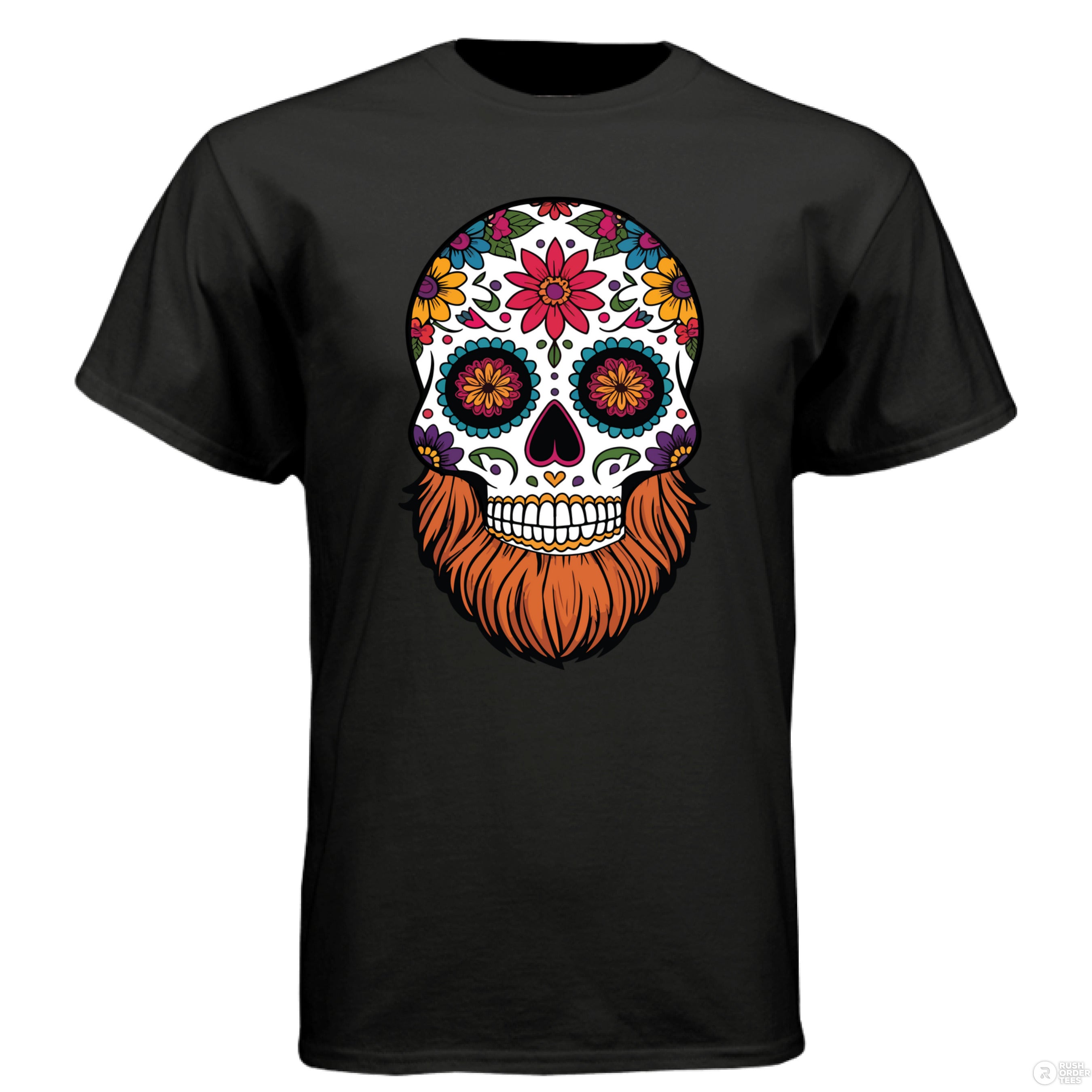 Day Of The Dead Bearded Skull Hanes Tee Shirt Stock