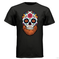 Day Of The Dead Bearded Skull Hanes Tee Shirt Stock