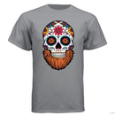 Day Of The Dead Bearded Skull Hanes Tee Shirt Stock Grey 