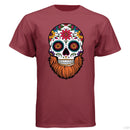 Day Of The Dead Bearded Skull Hanes Tee Shirt Stock Red