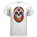 Day Of The Dead Bearded Skull Hanes Tee Shirt Stock white