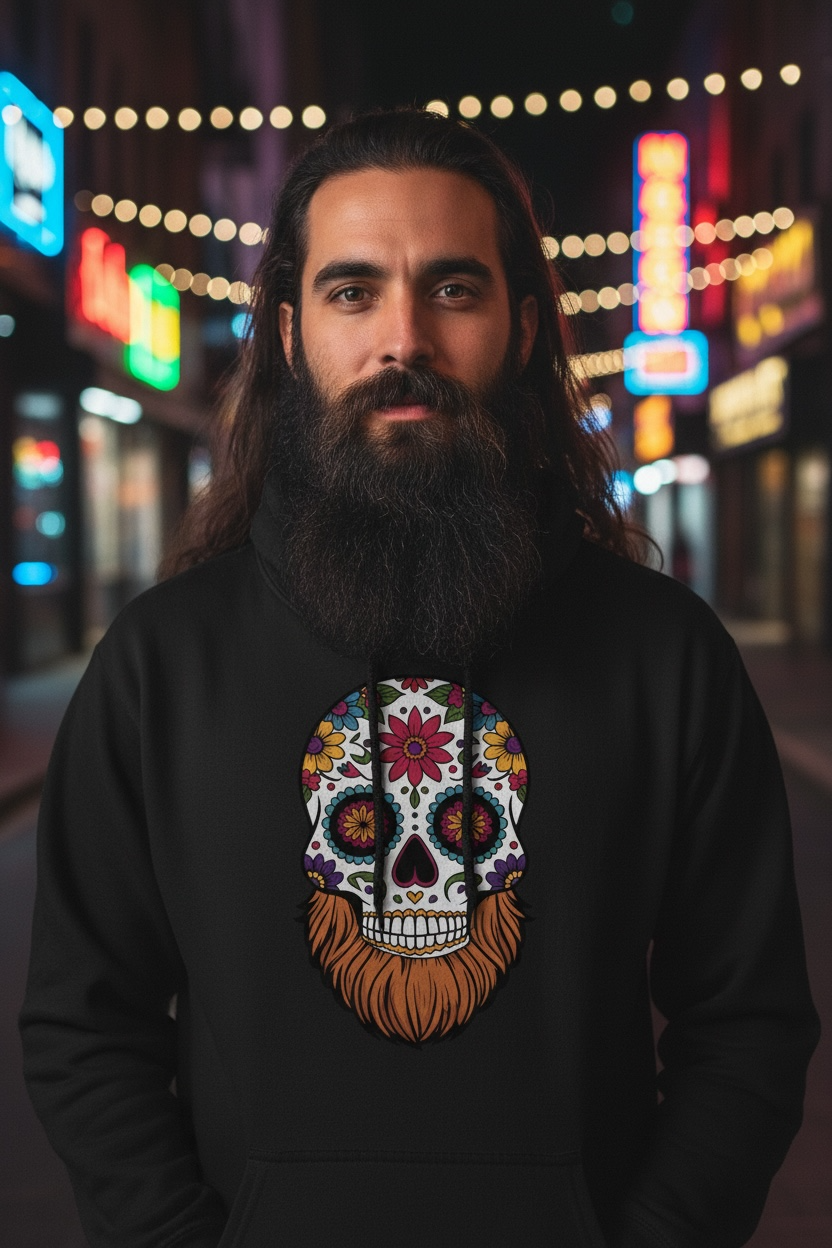 Day Of The Dead Bearded Skull Hoodie