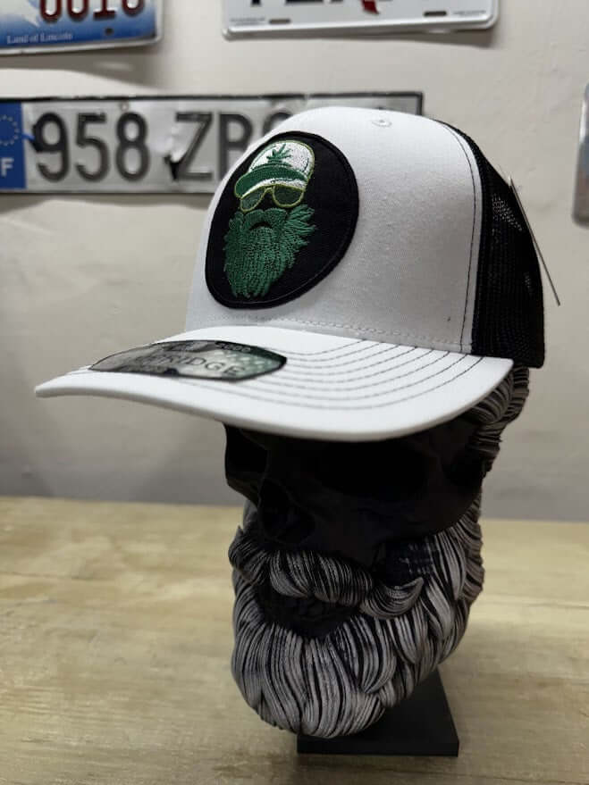 Embroidered Weed Man Beard Baseball Hat Trucker Cap Side