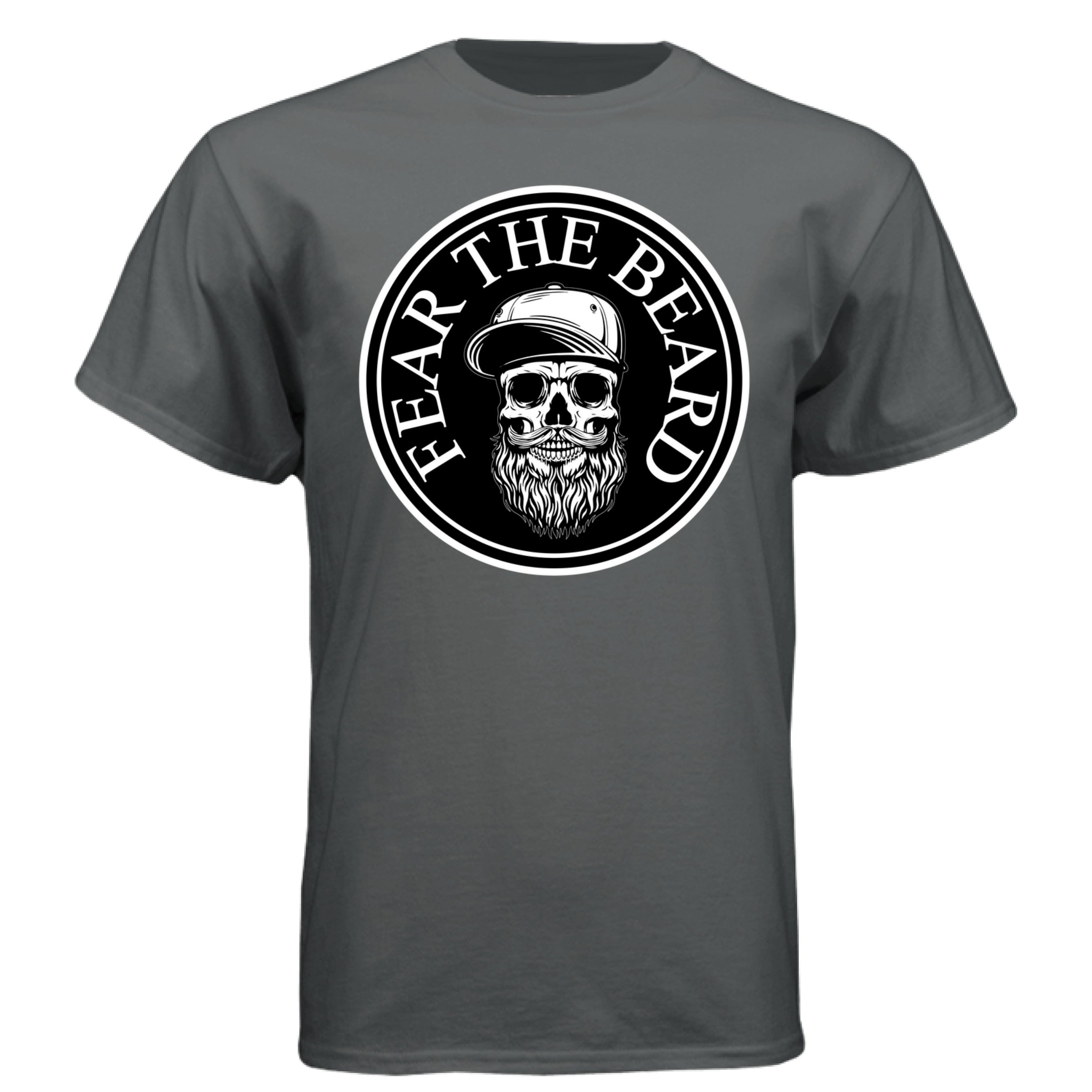 Fear The Beard Hanes Tee Shirt Perfect Gift for Beard Lovers CHARCOAL HEATHER - FRONT
