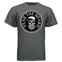 Fear The Beard Hanes Tee Shirt Perfect Gift for Beard Lovers CHARCOAL HEATHER - FRONT