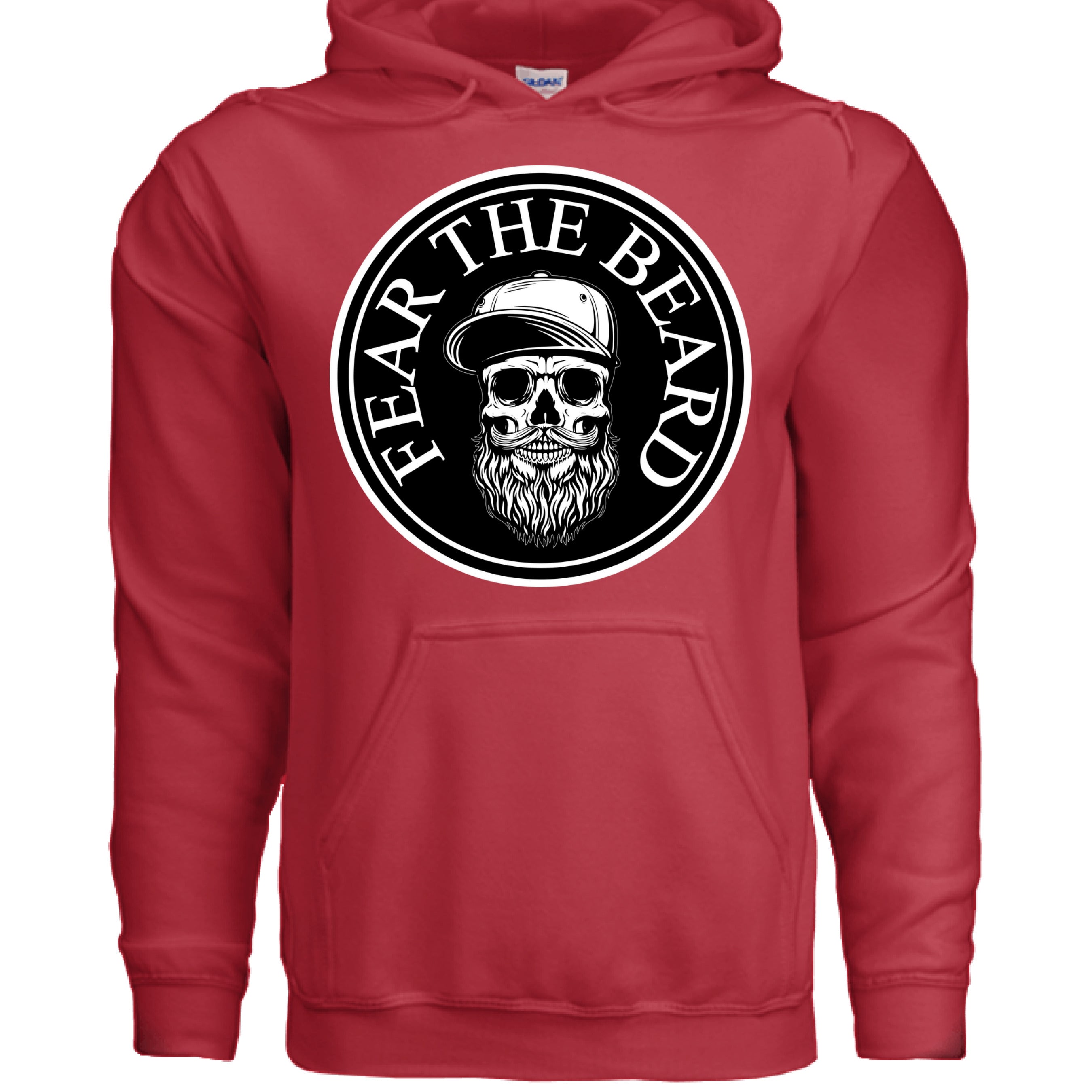 Fear The Beard Hoodie Perfect Gift for Beard Lovers RED - FRONT