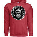 Fear The Beard Hoodie Perfect Gift for Beard Lovers RED - FRONT