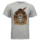 Feast & Be Thankful Bearded Skull Tee – Thanksgiving Beard Style LIGHT STEEL - FRONT