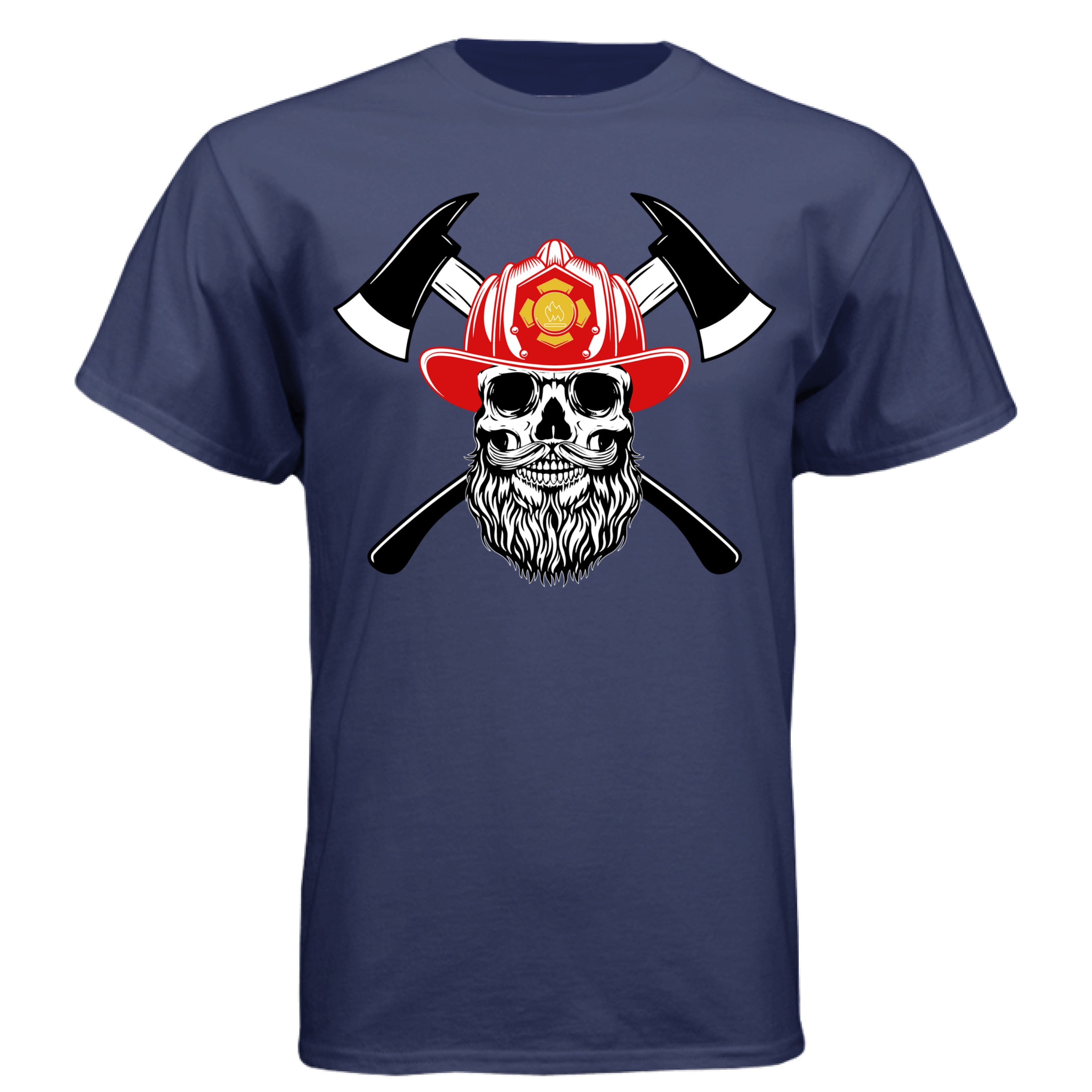 Bearded Fireman Skull T-Shirt  Firefighter Beard Skull Graphic Tee  Firefighter Pride Skull Beard Shirt  Bearded Fireman Graphic T-Shirt