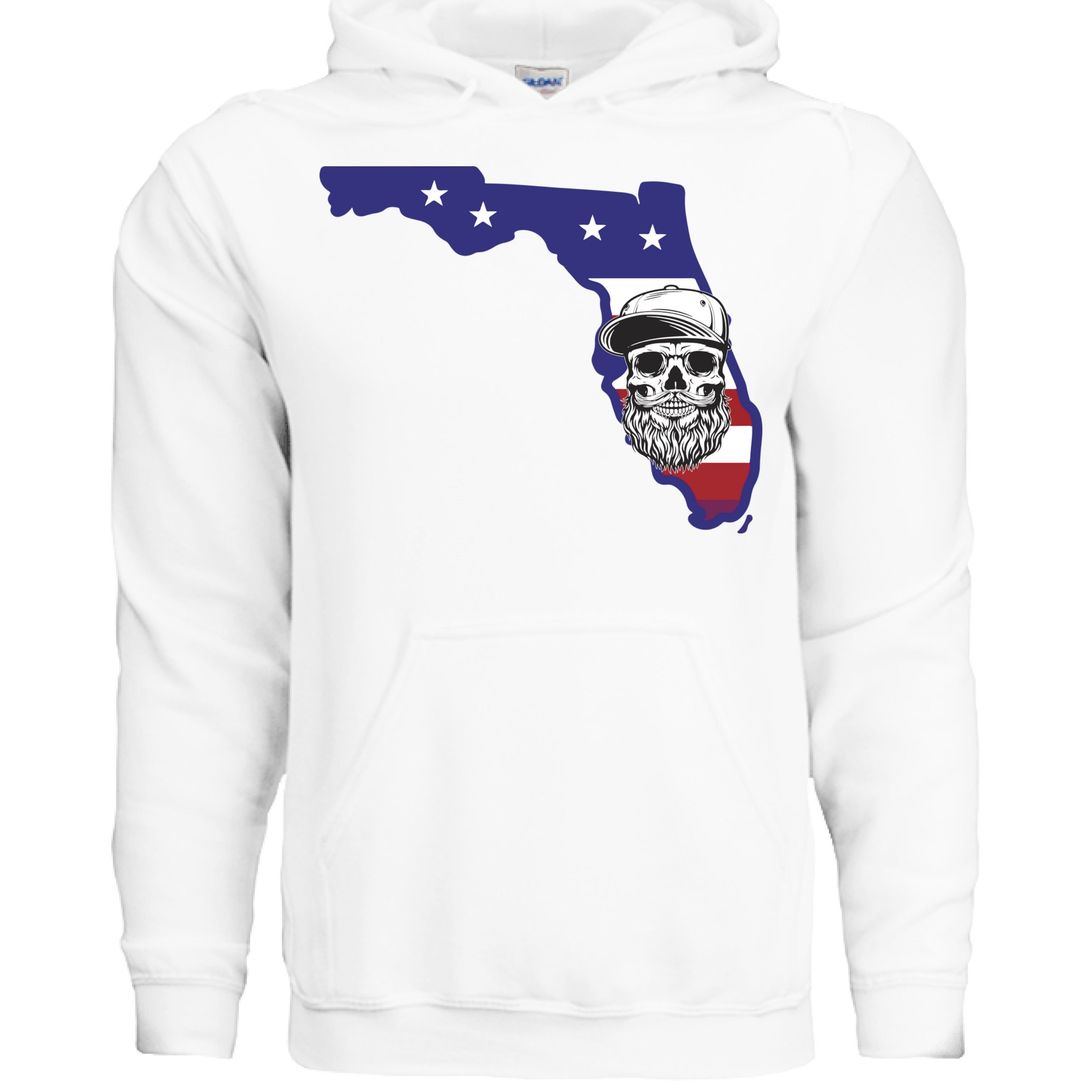 Florida Bearded Skull Hoodie Sunshine State Beard Vibes WHITE - FRONT