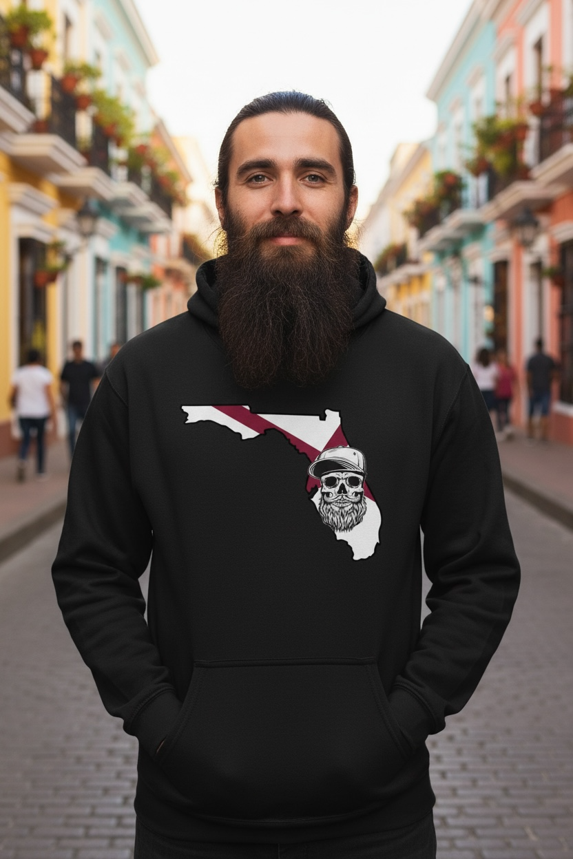 Florida Bearded Skull Hoodies Sunshine State Beard Vibes