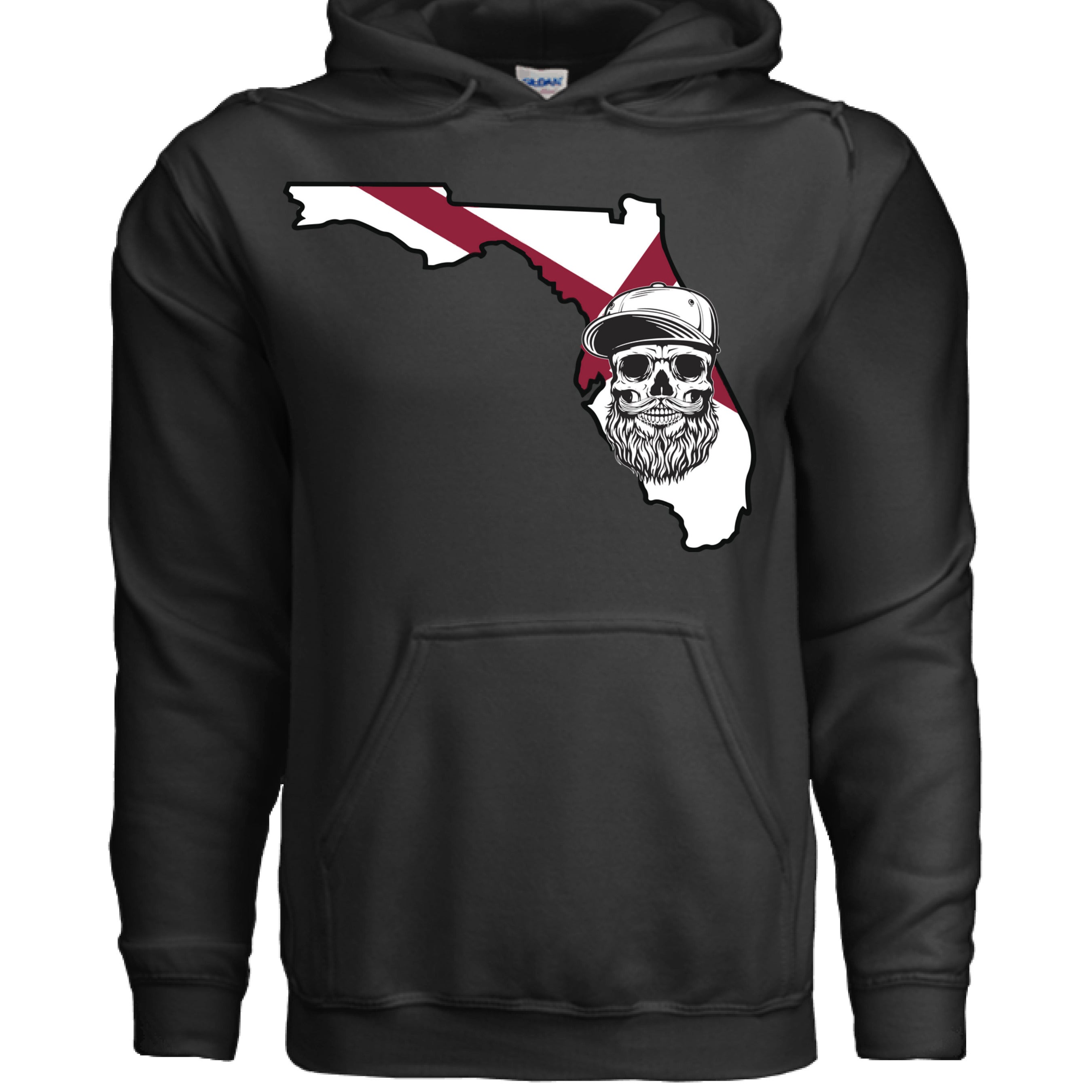 Florida Bearded Skull Hoodies Sunshine State Beard Vibes BLACK - FRONT 