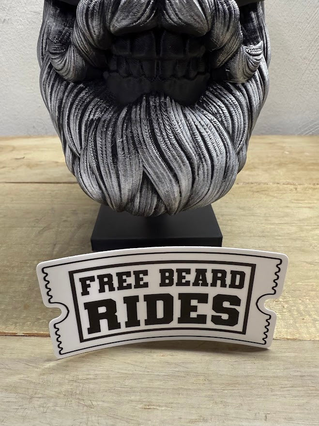 Free Beard Rides Ticket 4x2 inches sticker