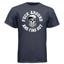 Fuck Around And Find Out Beard Skull T Shirt Blue - FRONT