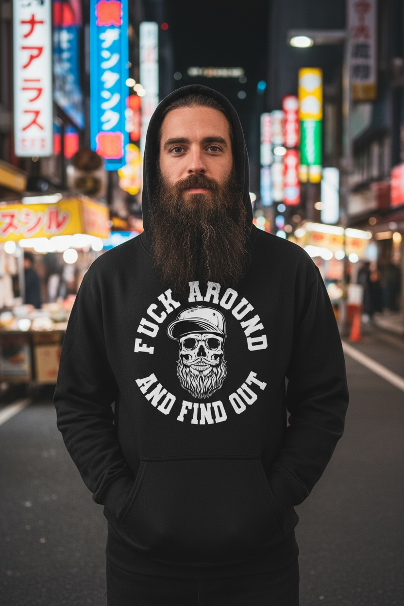 Fuck Around And Find Out Bearded Skull Hoodie