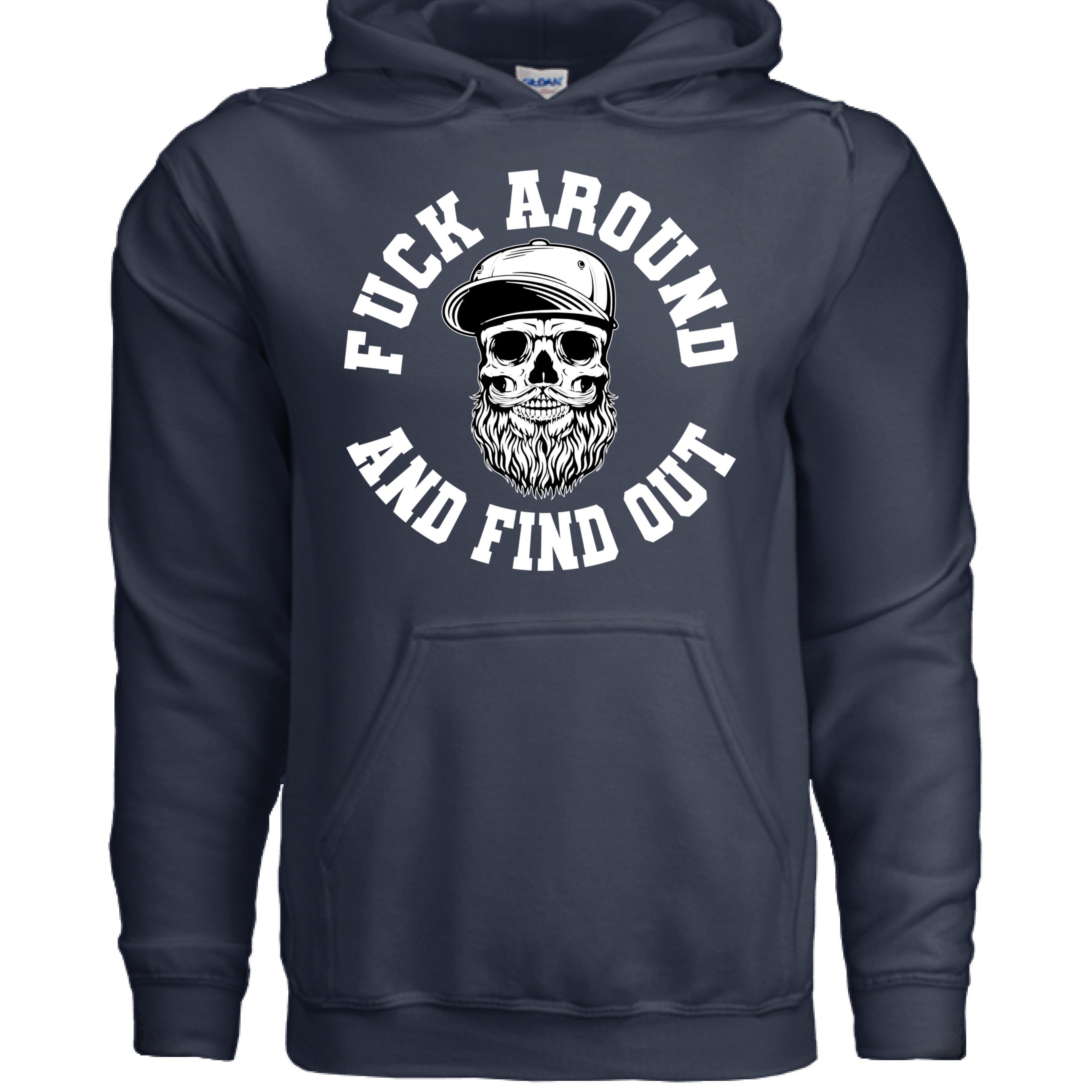 Fuck Around And Find Out Bearded Skull Hoodie NAVY - FRONT
