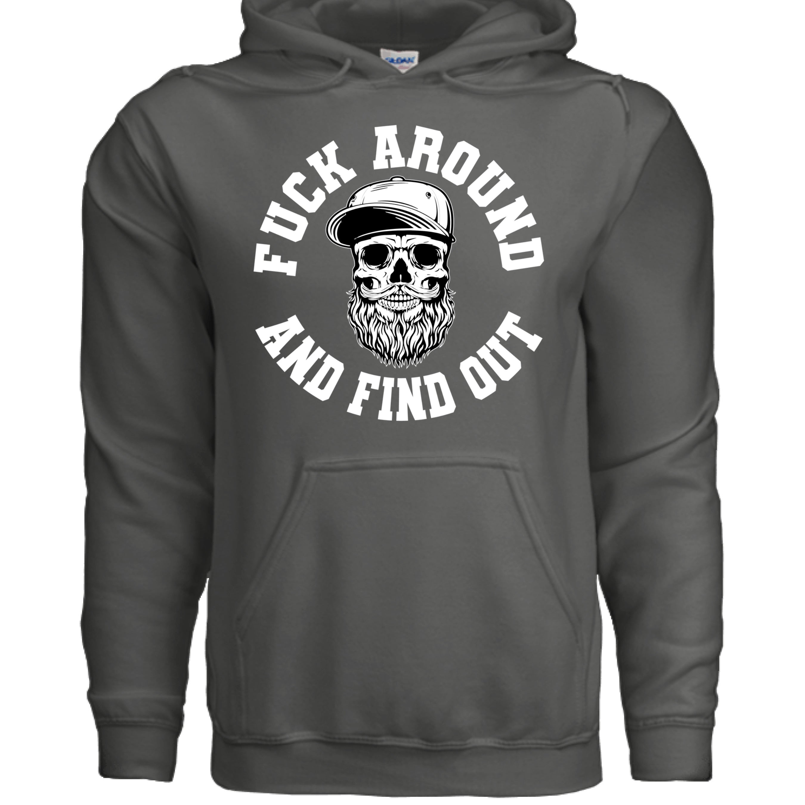 Fuck Around And Find Out Bearded Skull Hoodie CHARCOAL - FRONT