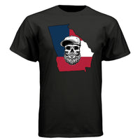 Georgia Bearded Skull Tee Shirt  Southern Pride Bearded Power BLACK - FRONT