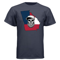 Georgia Bearded Skull Tee Shirt  Southern Pride Bearded Power Athletic Navy - FRONT