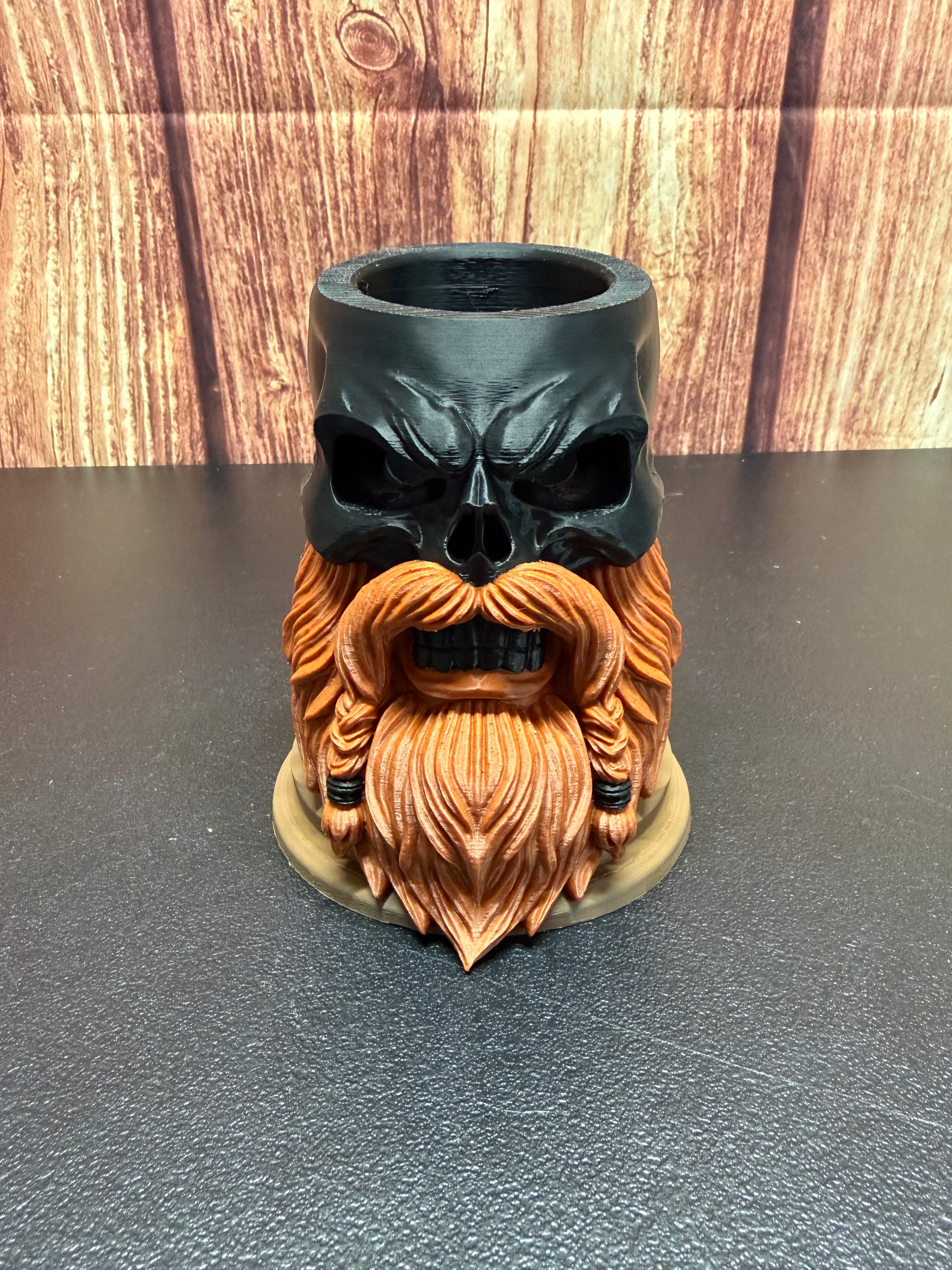 Bearded Skull Pen Holder – 3D Printed Desk Organizer | Beard Guys Hat Club