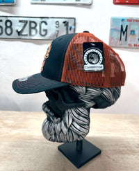 Live Is Better With A Beard Trucker Hat Snap Back Cap, black and orange color