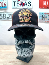 Front view of trucker hats for men, Live Is Better With A Beard Trucker Hat Snap Back Cap