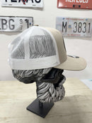 Rear View of fear the beard trucker Snapback hat with leather patch , Shop Beardguyshatclub