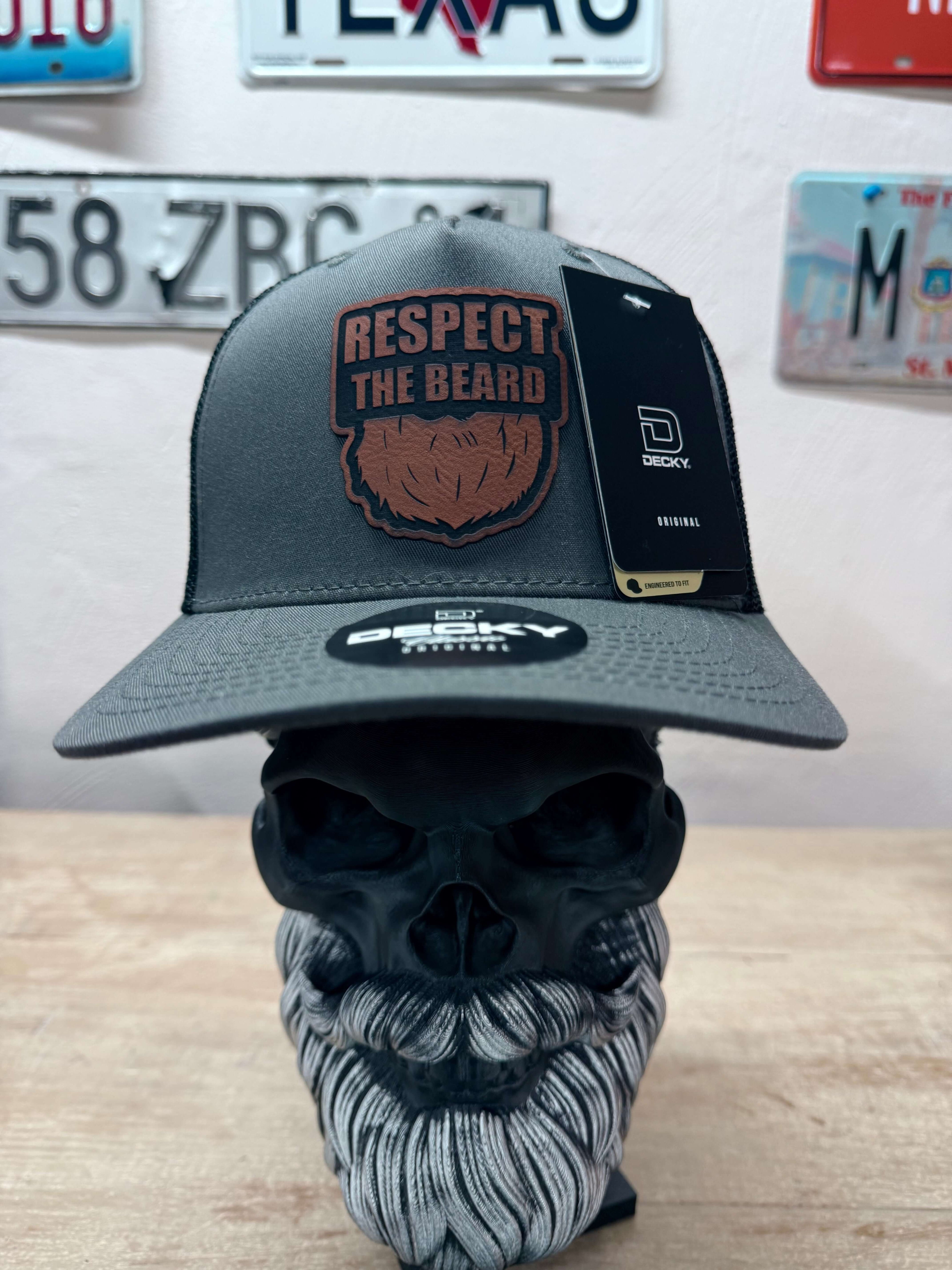 Respect The Beard Leather Patch Hat - Fun Trucker Hat