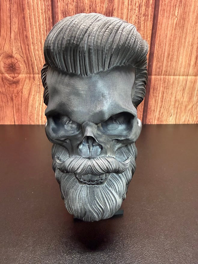 Custom Bearded Skull 3D Printed Desk Decor Beard Art Display Piece
