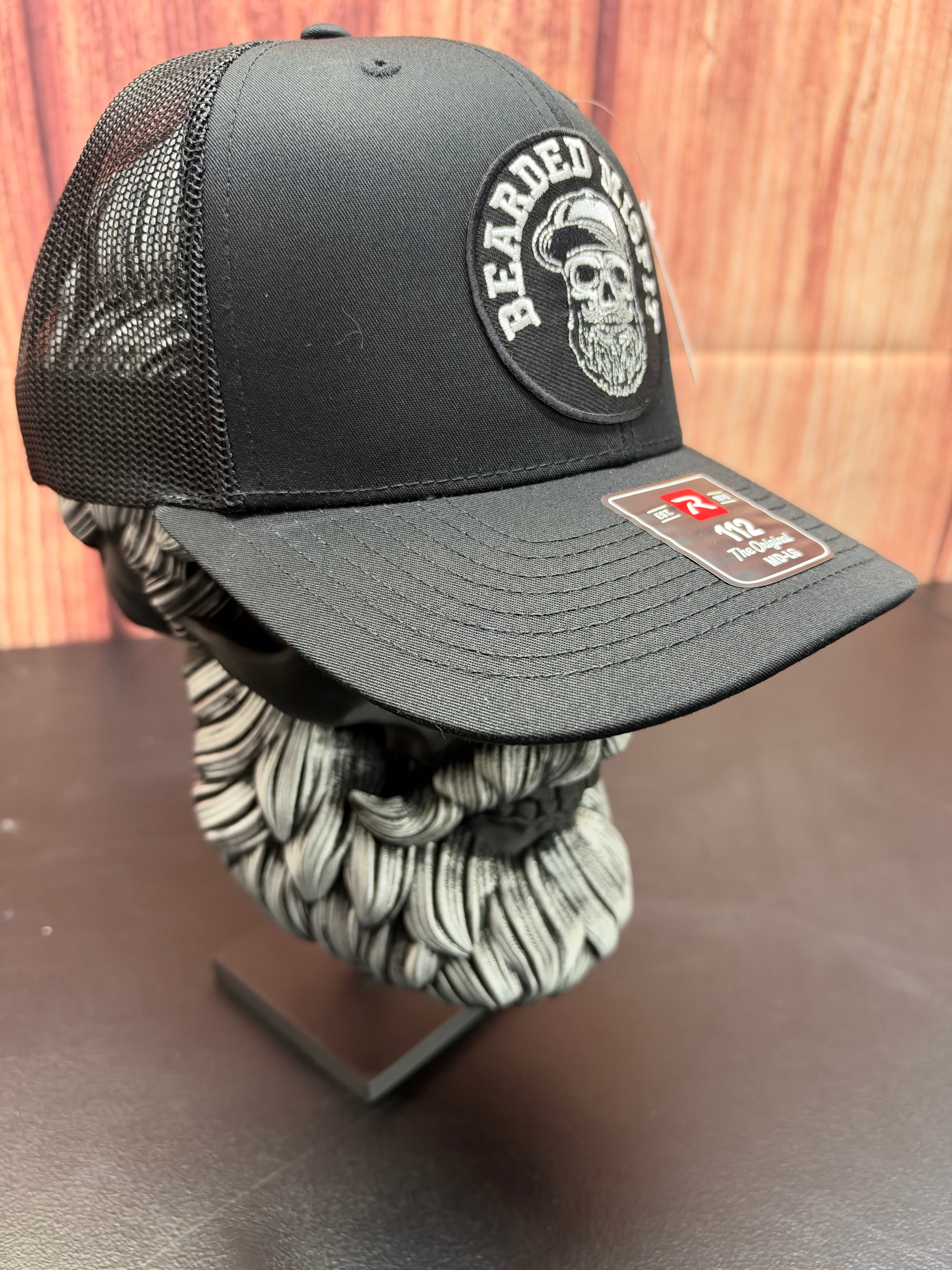 Bearded Misfit Skull Trucker Hat Richardson 112 Cap for Bearded Men