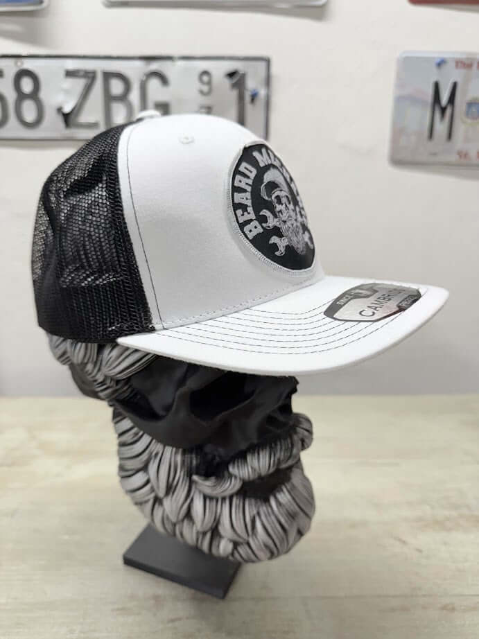 Beard Skull Embroidered Patch Mechanic Trucker Hat - Fun Gift for Beard Enthusiasts - Gift for Beard Lovers -Comes With A Free Beard Sticker (Copy)