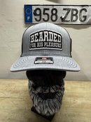 Bearded For HIS Pleasure trucker hat, gray cap with mesh back, perfect gift for bearded men.